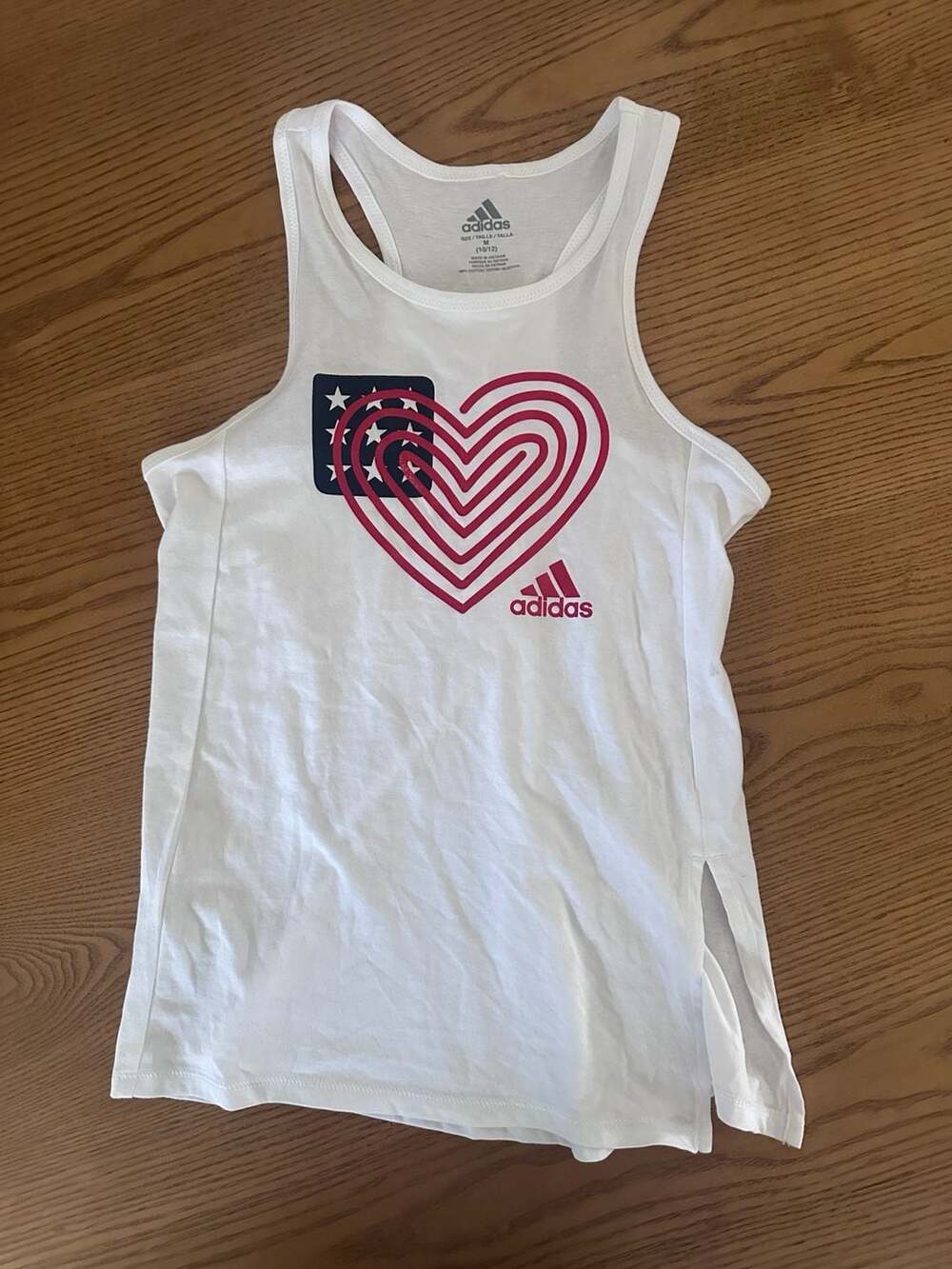 Adidas Girls USA Flag Heart Racerback Tank Top White Size M 10/12